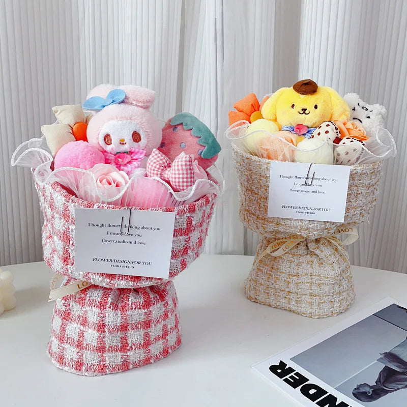 Stuffed Sanrio Flower Gift Basket