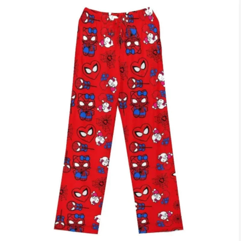 Hello KittyxSpiderman Pajamas Silk Material