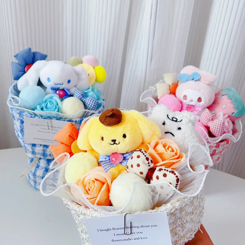 Stuffed Sanrio Flower Gift Basket