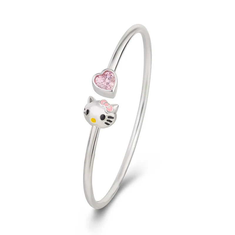 Silver Pink Diamond Hello Kitty Bracelet